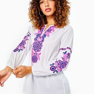 Lilly Pulitzer Coretta Tunic Top in "Resort White" NWT